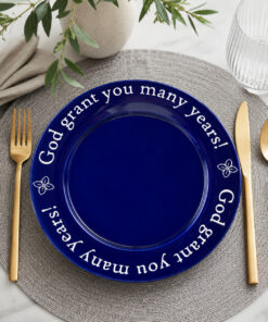 Alternative view of Blue Blessing Plate - English